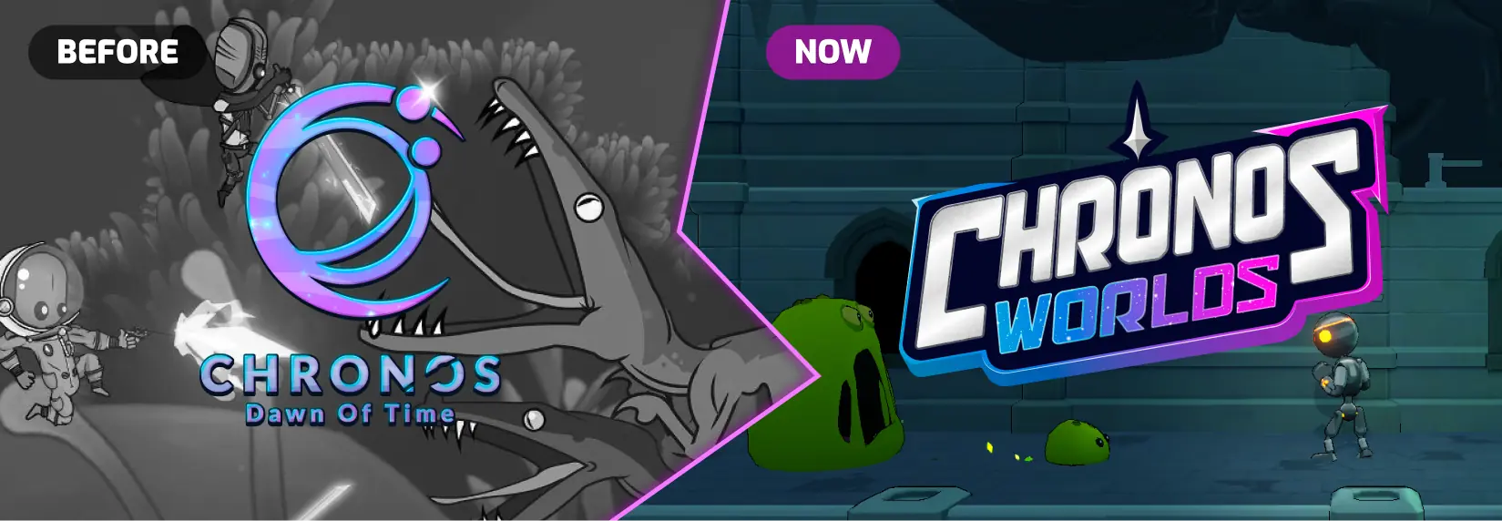 ChronosWorlds — Rebrand before and after